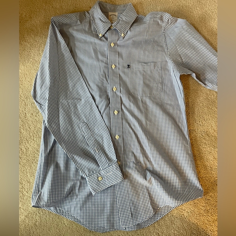 Brooks Brothers Blue and White Checkered Shirt